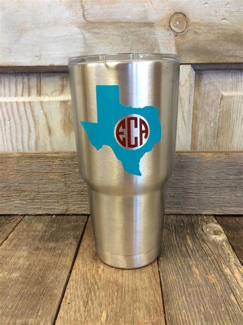 Custom Yeti Rambler Decal 2 Color Texas With Initials By