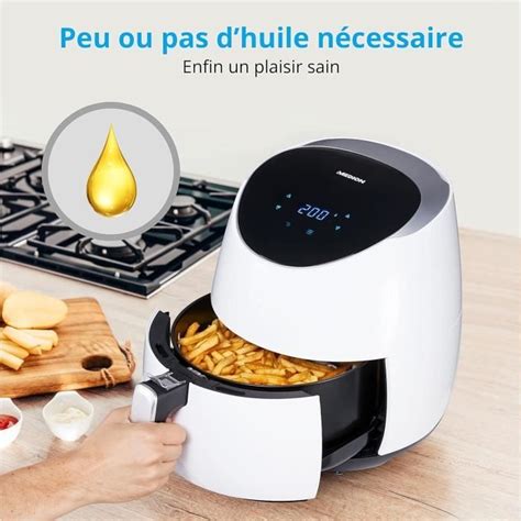 Friteuse À Air Chaud Xxl Avec 2000 Watts Capacité 5 L Affichage