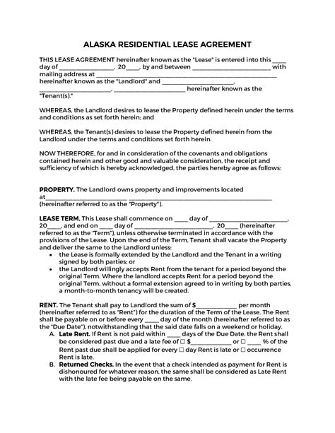 Alaska Rental Lease Agreement Template Pdf Doc