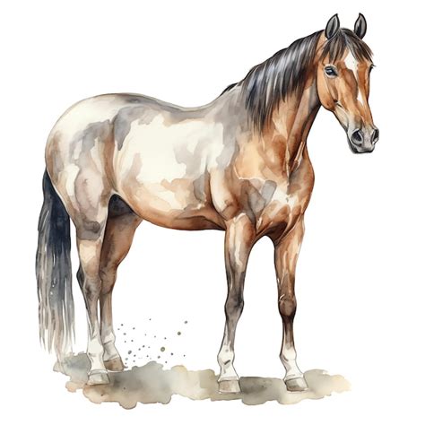 Animais de ilustração em aquarela de cavalo fofo e clipart de fazenda