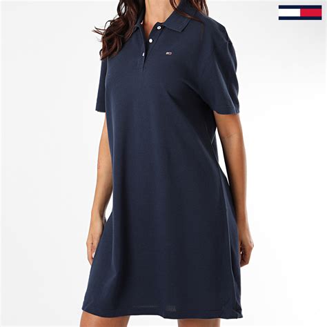 Tommy Jeans Robe Polo Femme Manches Courtes Branded Collar 8452 Bleu