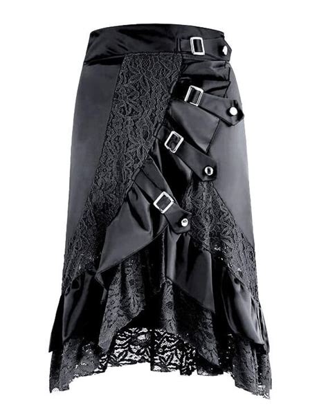 Black Gothic Steampunk Punk Lace Buckle Skirt Leopard And Lace Australia