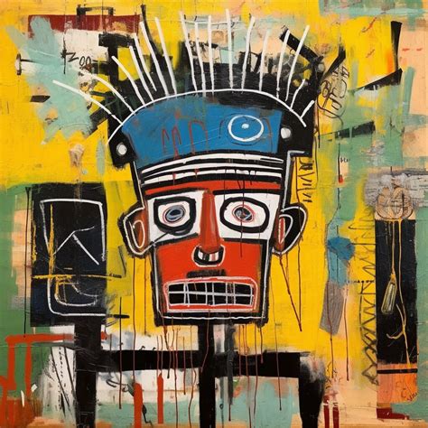 Basquiat Style Graffiti Portrait on Vivid Yellow Background Digital Wall Art Download Print ...