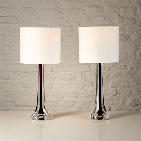 Pair Of Glass Lamps By Paul Kedelv For Flygsfors Glasbruk Sweden