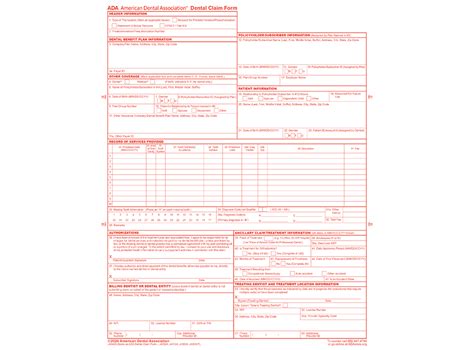 Printable Ada Dental Claim Form 2024