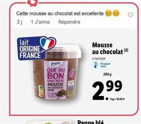 Promo Mousse Au Chocolat Chez Lidl