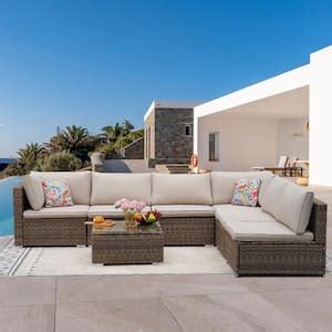 Anvil Light Brown Piece Wicker Outdoor Sectional Set Patio Sofa Set