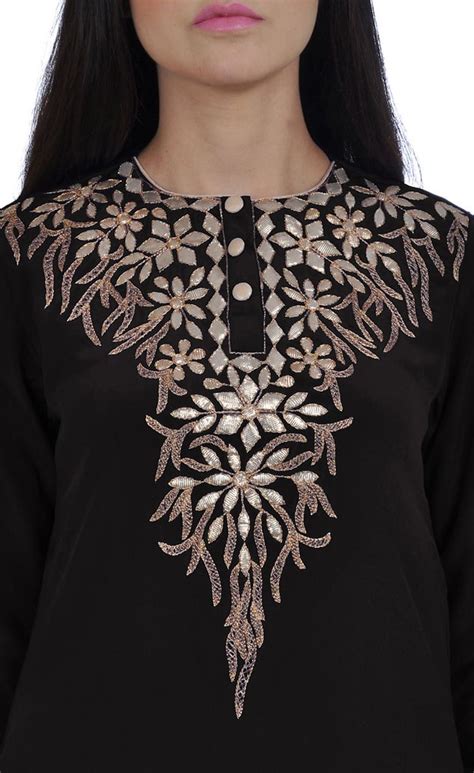 Black Hand Embroidered Gota Patti Pure Crepe Kurta With Palazzo