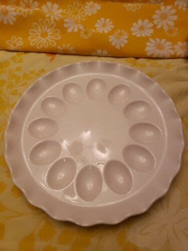 Pfaltzgraff GARDEN PARTY Fluted Deviled Egg Plate Platter White 2