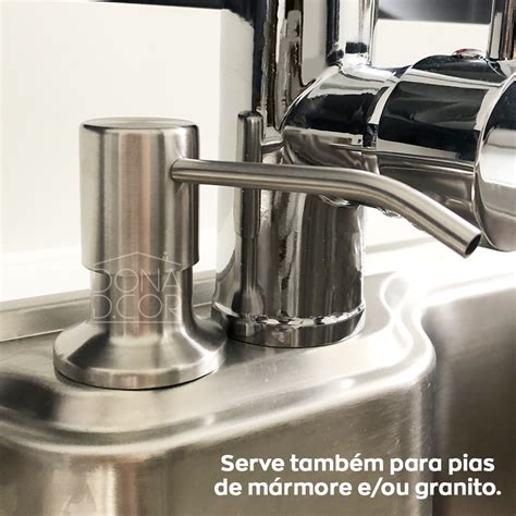 Dispenser Dosador Detergente Ml Inox Escovado De Embutir Pia Cozinha