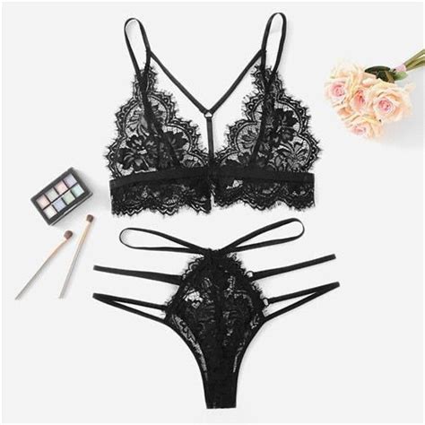 Tie Side Scalloped Trim Lace Lingerie Set Artofit