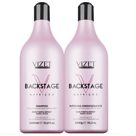 Backstage Nutrição Vizet Shampoo 1L e Máscara 1L Profissional