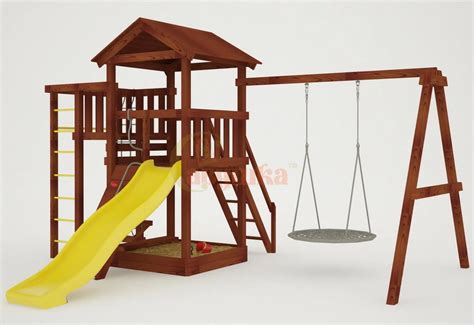 Детская площадка Мастер 3 с качелями Гнездо 1 метр (Махагон) купить по ...