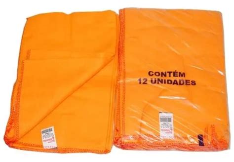 Kit 12 Flanela Laranja Ouro Limpeza Geral 38x58cm