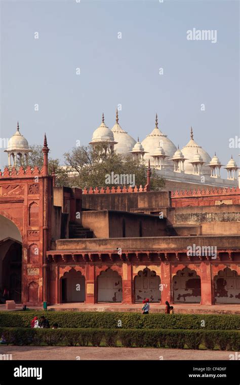 India Uttar Pradesh Agra Fort Moti Masjid Pearl Mosque Stock Photo