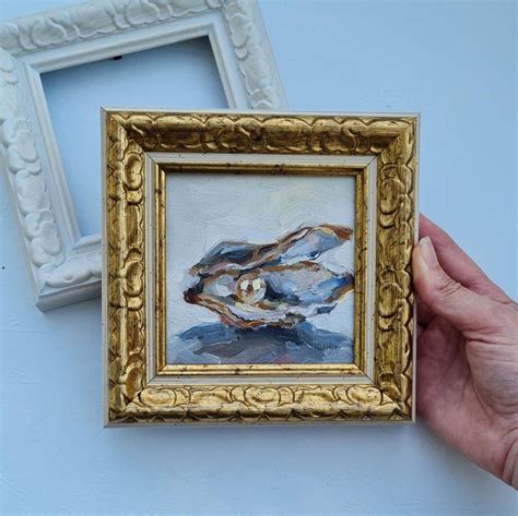 Oyster Pearl in Shell Painting Coastal Art 4x4 Framed Miniature Painting Gift for Her and Him - Etsy