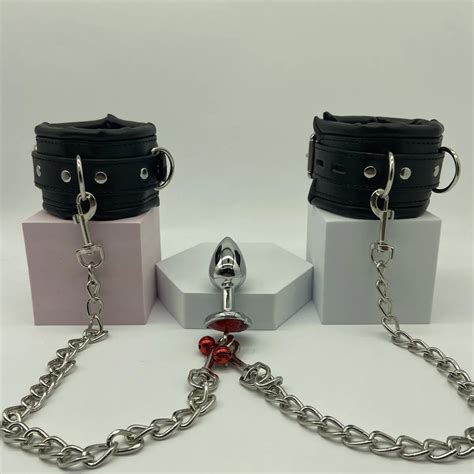 Adult Sm Games Wrist To Anal Bondage Kit With Metal Chain Fetish Bdsm