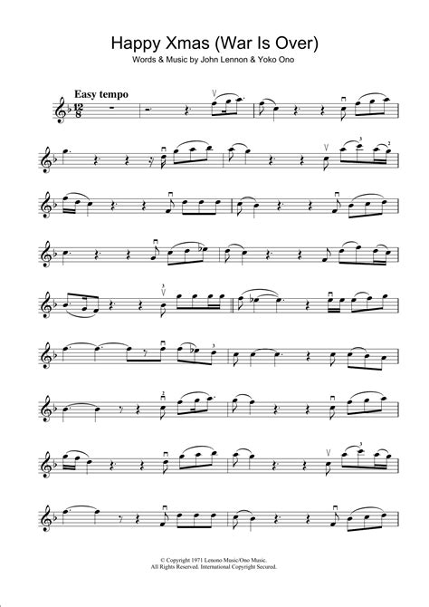 Happy Xmas War Is Over By John Lennon Sheet Music For Violin Solo At