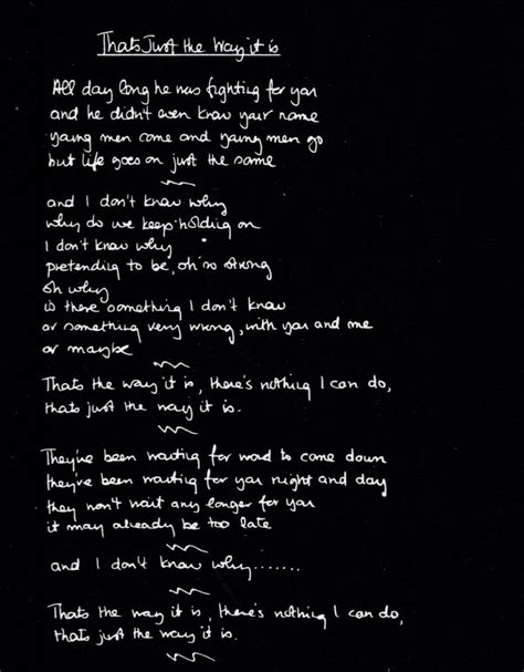 Phil Collins – Handwritten Lyrics For “That’s Just The Way It Is ...