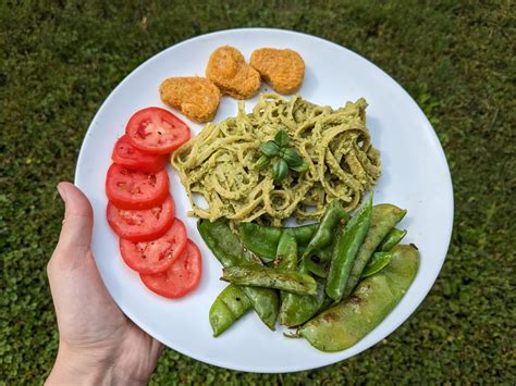 Its Just Pesto Pasta But I Had Fun With The Plating R Veganfoodporn