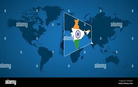 Detailed world map with pinned enlarged map of India and neighboring ...