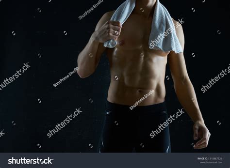 Nude Man Strong Torso Towel Around Stock Photo 1310887529 Shutterstock