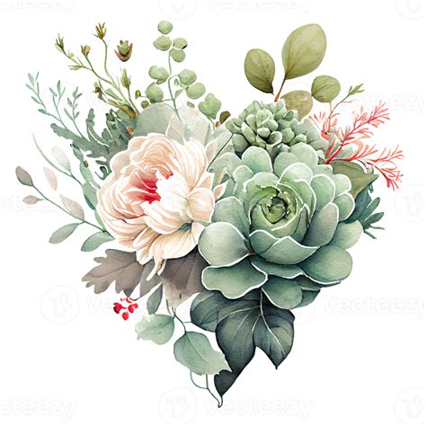 Cuore Sagomato Saggio Verde E Avorio Fiori Mazzo Romantico Cuore