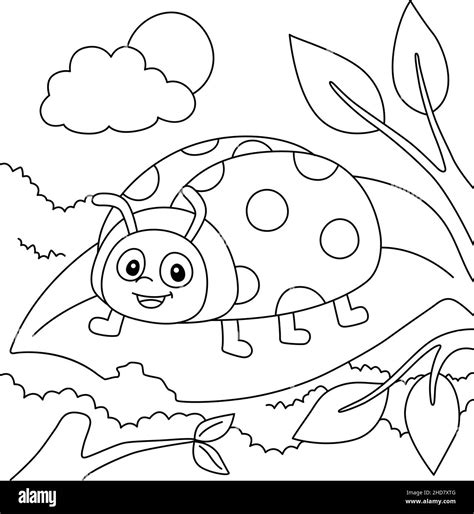 Ladybug Coloring Page for Kids Stock Vector Image & Art - Alamy