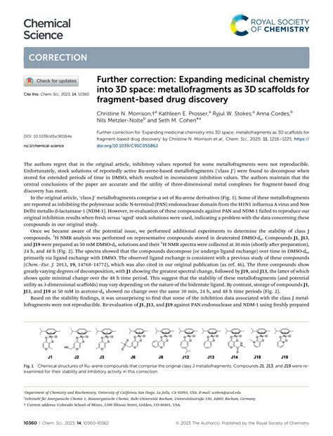 Pdf Further Correction Expanding Medicinal Chemistry Into 3d Space