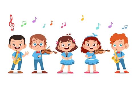 Premium Vector | Cartoon group of children singing in the school choir