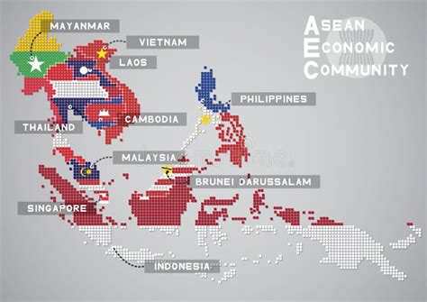 Aec Asean Economic Community World Map Stock Vector Illustration Of