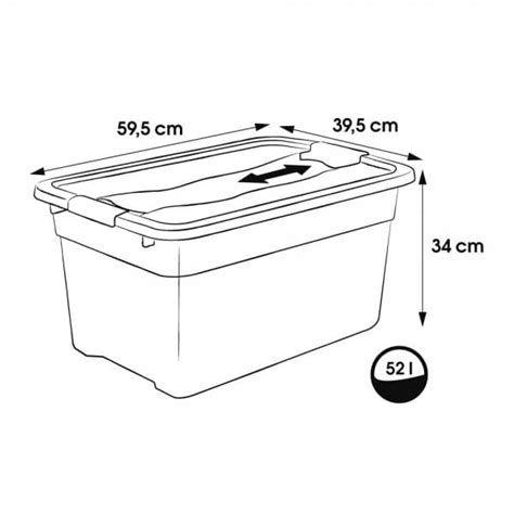 Boîte de rangement noire solide 52 litres Pas cher