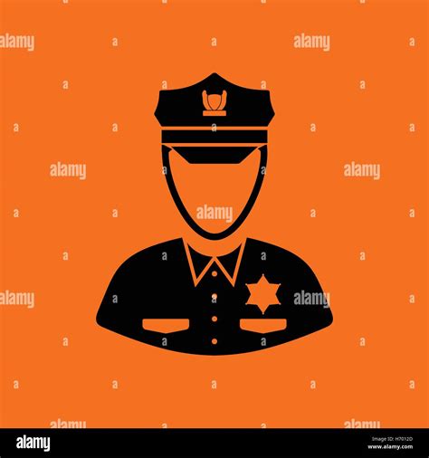 Policeman Icon Orange Background With Black Vector Illustration Stock