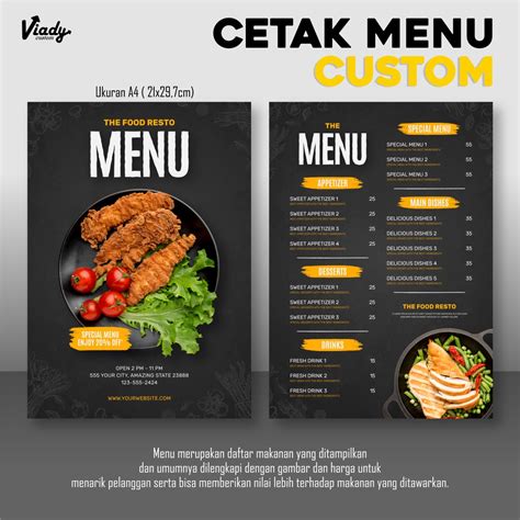 Jual Menu Makanan A4 Custom Desain Cetak Menu Laminasi Shopee