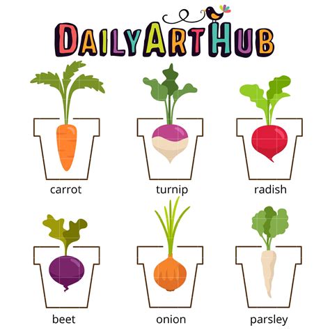 Potted Vegetables Clip Art Set – Daily Art Hub // Graphics, Alphabets & SVG