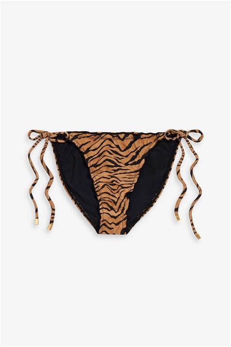 Ruffle Trimmed Tiger Print Low Rise Bikini Briefs Endource