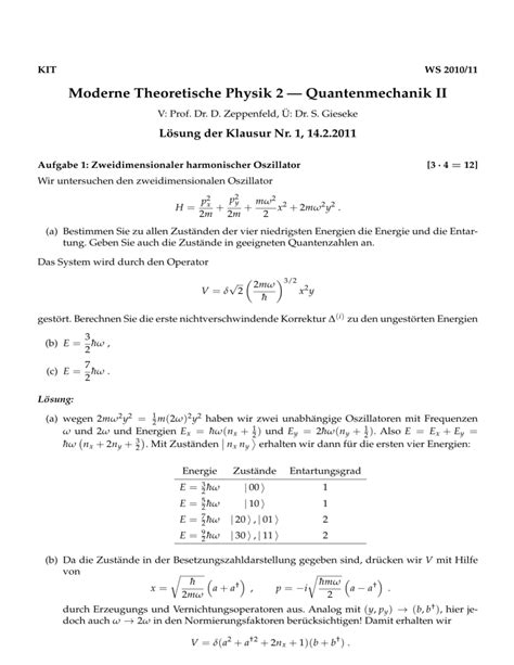 Moderne Theoretische Physik Quantenmechanik Ii