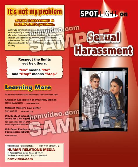 Spotlight On Sexual Harassment Pamphlets Human Relations Media K 12 Video And Multimedia