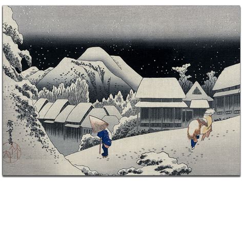 Kanbara Evening Snow Utagawa Hiroshige Greeting Cards Designed