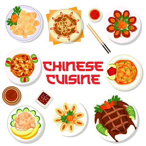 Premium Vector Chinese Cuisine Food Menu With Asian Dishes And Plates