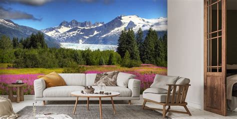 Mendenhall Glacier And Field Of Fireweed Mural Wallsauce UK