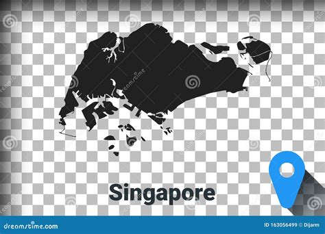 Karte Von Singapur Schwarze Karte Auf Transparentem Hintergrund