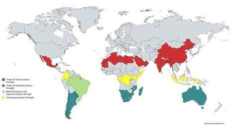 Tropic of Cancer and the Countries it Passes through