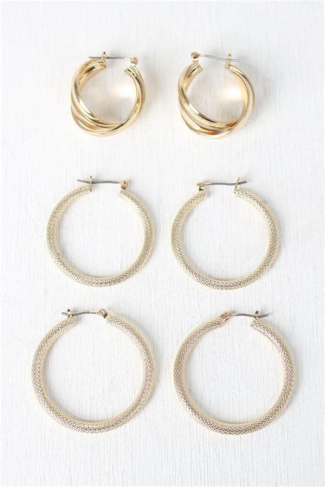 Textured Hoops Earring Set Hoop Earring Sets Earring Set Hoop Earrings