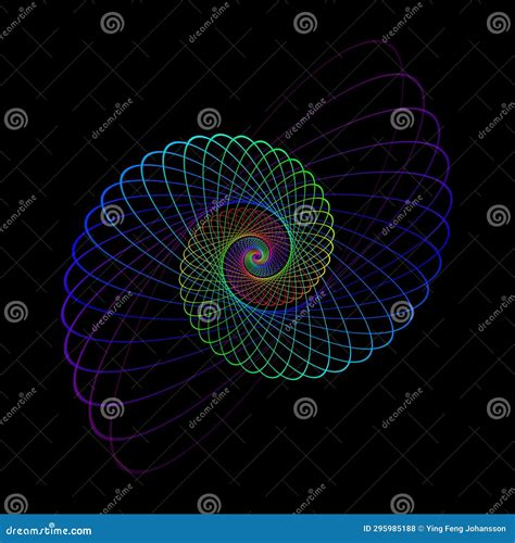 Spiral Shape Formed By Rotating Ellipse In Spectrum Colors Royalty Free