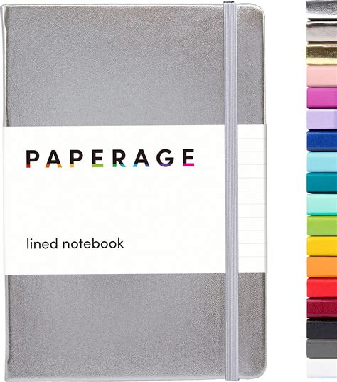 Amazon PAPERAGE Lined Journal Notebook Metallic Graphite 160