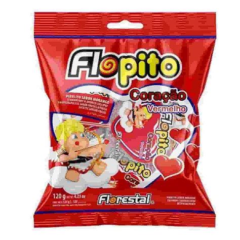 Pirulito Flopito Coração Vermelho 120g Florestal Compre na Mercadoce