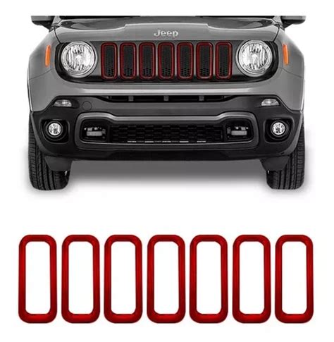 Aplique Aro Moldura Vermelha Grade Jeep Renegade 2019 2020