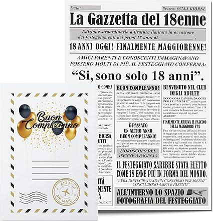 Idea Regalo Compleanno Originale 18 Anni Uomo Giornale La Gazzetta