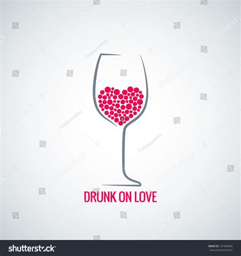 Wine Glass Love Heart Concept Design Stock Vector 197483900 Shutterstock